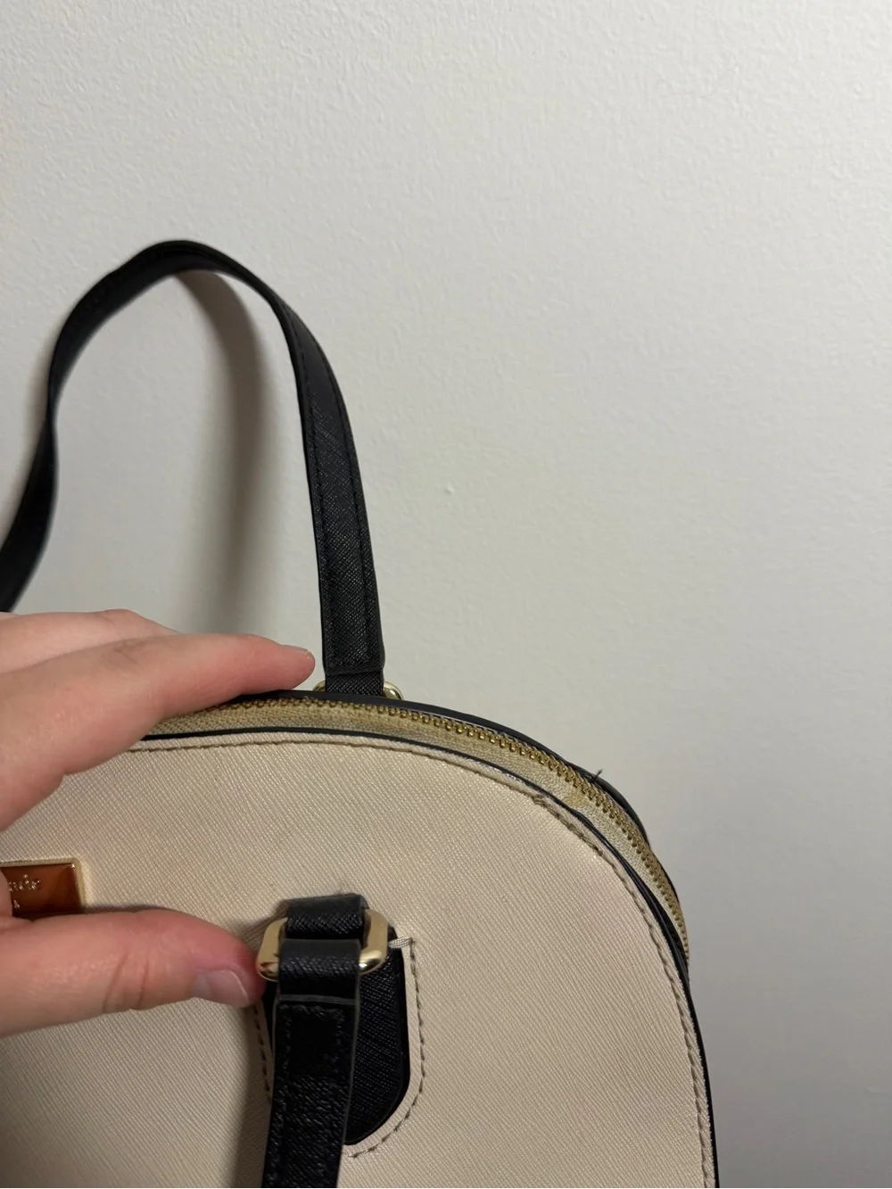 Kate Spade Laurel Way Reiley Dome Satchel Cream & Black Colorblock Leather